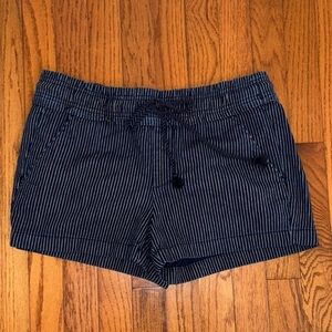 Loft Blue White Striped Pull On Denim Shorts Size Small Cotton
